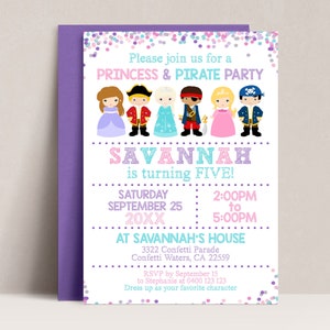 Princess Pirate Party Invitation: Editable Joint Sibling Boy Girl Birthday Evite (Digital Download)
