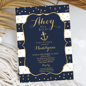NAUTICAL BABY SHOWER Invitation Instant Download Anchor Baby Shower Invitation Nautical Baby Shower Ahoy its a Boy Nautical Printable 0315