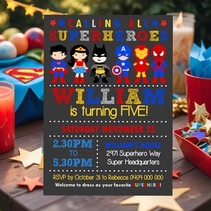 SUPERHERO Party Invitation INSTANT DOWNLOAD Superhero Invitations Superhero Party Invitation Superhero printable Editable Corjl Superhero