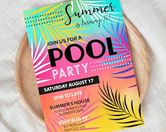 POOL PARTY Invitation Girl Pool Party Invitation Editable Teen Pool Party Invitation Instant Download Pool Invite Paperless Post Pool Invite