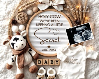 Holy Cow Pregnancy Announcement, Western Baby Reveal (Digital Download)