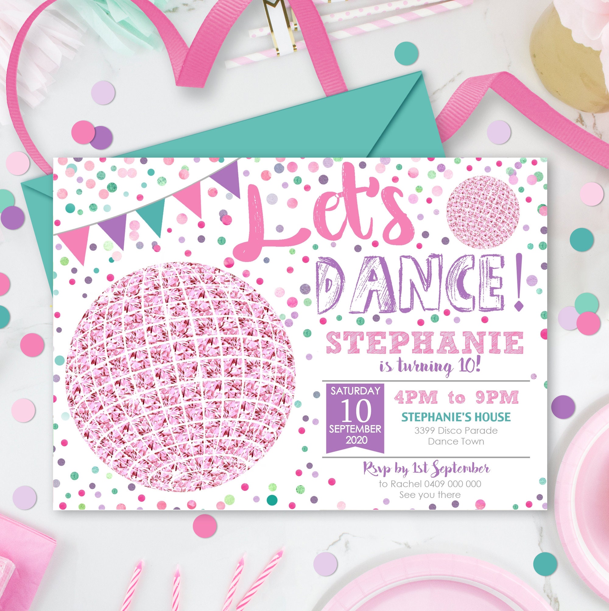 DISCO PARTY INVITATION Pink Disco Party Invitation Instant Download Disco  Invitation Dance Invitation Disco Ball Invite Dance Party Corjl -   Israel