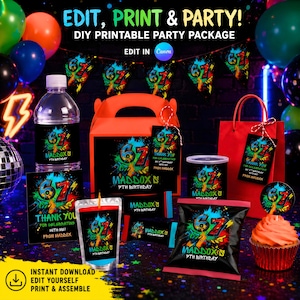 Six Seven Party Package | 6-7 Birthday Bundle Printable | Chip, Juice Pouch, Favor Tags
