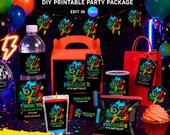 Six Seven Party Package | 6-7 Birthday Bundle Printable | Chip, Juice Pouch, Favor Tags