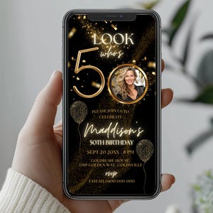 DIGITAL 50th Birthday Invitation Gold 50th Phone Invitation Animated 50th Party Invitation 50th Video Invite 50th Text Invite 50th Evite MP4