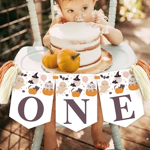 Spooky One High Chair Banner Printable Spooktacular High Chair Banner Modern Halloween Party Decor Halloween 1st Birthday High Chair SO1