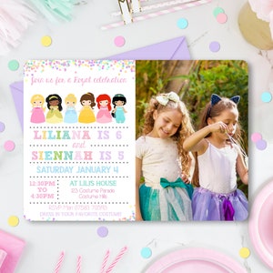 PRINCESS INVITATIONS Prinzessin Sibling Photo Einladung Geburtstag Prinzessin Einladungs-Geburtstagsfeier Corjl Prinzessinneneinladung Photo