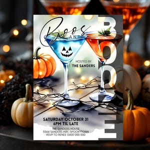 BOOS AND BOOZE Halloween Party Invitation Editable Halloween Invitation Template Adult Halloween Party Invite Halloween Girls Night