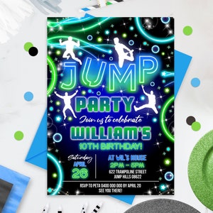 JUNGE SPRING EINLADUNG Sofort Download Sprung-Party-Einladung Corjl Sprung-Einladung Trampolin Party Sprung-Trampolin-Einladung Hüpf-Party