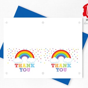 RAINBOW THANK YOU Card Printable Rainbow Folding Thank You Card Rainbow ...