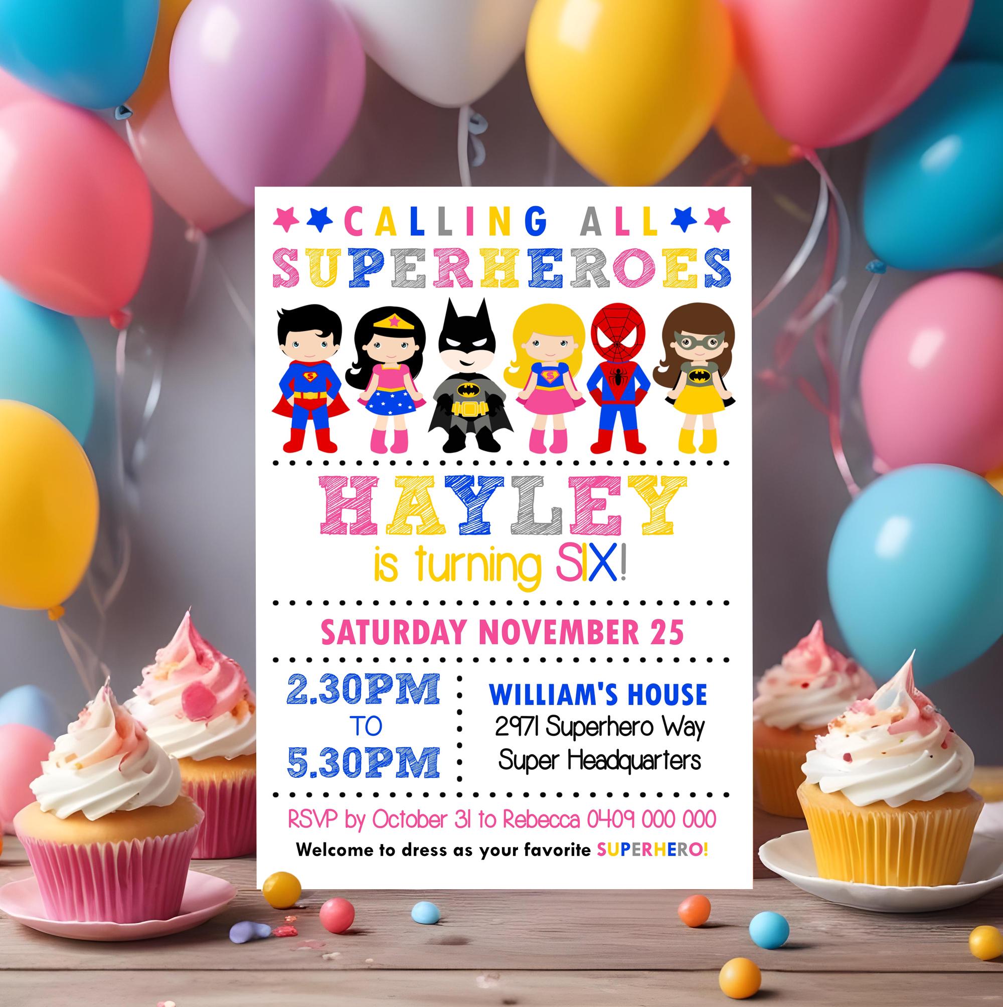 SUPERHERO GIRL INVITATION Instant download Superhero Invitation Superhero Girl Girl Superhero Invitation Editable Corjl Superhero Invitation