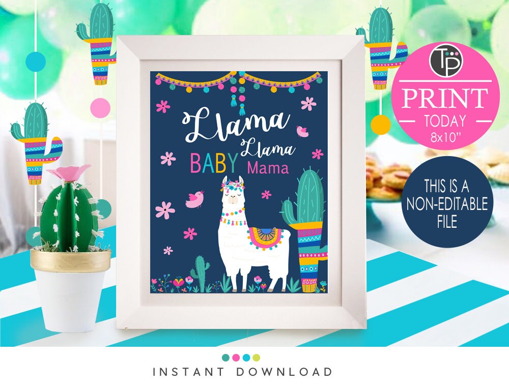 LLAMA BABY SHOWER Llama Llama Baby Mama Sign Llama Etsy