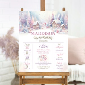 Winter Onederland 1st Birthday Poster Winter Milestone Birthday Poster Winter Onederland Milestone Poster Girl Birthday Milestone Printable