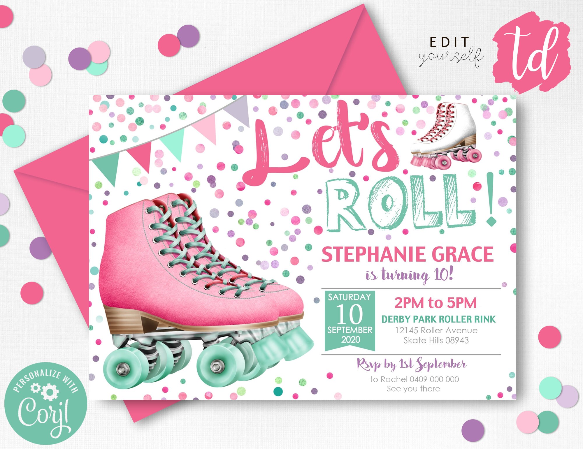 Invitations Announcements Paper Skate Party Birthday Invitations Girl 
