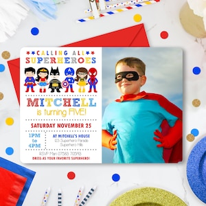 SUPERHERO Invitation Photo Superhero Invitations Corjl Superhero Birthday Invitations Superhero Party Invitation Editable Superhero Birthday