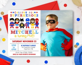 SUPERHERO Invitation Photo Superhero Invitations Corjl Superhero Birthday Invitations Superhero Party Invitation Editable Superhero Birthday