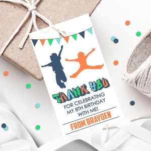 Jump Party Favor Tag Editable Jump Gift Tags Printable Bounce Favor Tags Bounce Party Thank you Tags Jumping Castle Favor Tags Boy Jump