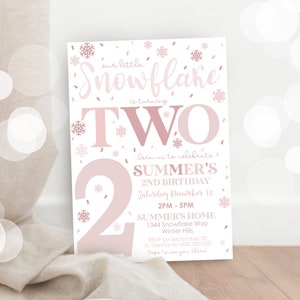 GIRL SECOND BIRTHDAY Invitation Editable Winter 2nd Birthday Invitation Instant Download Girl 2nd Birthday Snowflake Invitation Winter Party