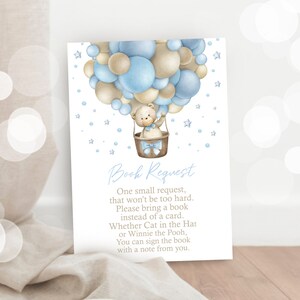 Bewerkbare boekverzoekkaart Direct downloaden Teddybeerboekverzoekkaart Blauwe beerboekverzoekkaart Jongen Teddybeerboekverzoekkaart B1