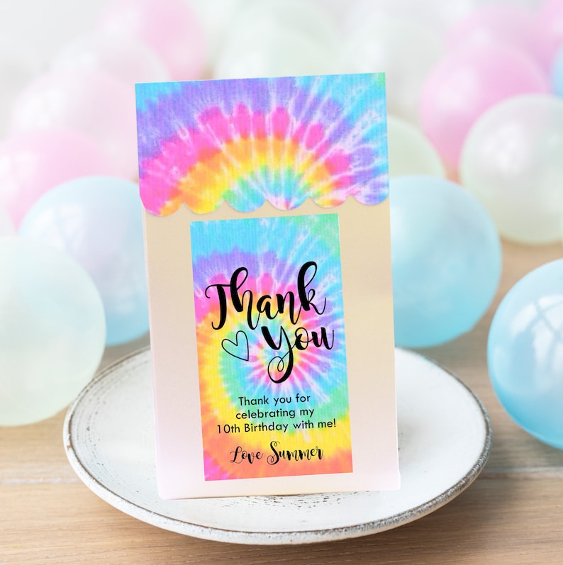 TIE DYE FAVOR Tag Editable Tie Dye Favor Tags Printable Tye Etsy 