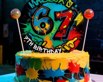 Six Seven Birthday Cake Topper | I was 6 now I'm 7 Party Decor | Digital Download