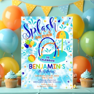SPLASH  PAD PARTY Invitation Editable Splash Invitation Boy Water Park Party Invitation Download Splash Party Invitation Waterpark Invite