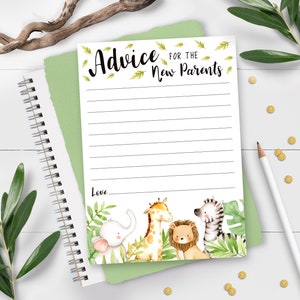 Carta consigli sugli animali della giungla per i futuri genitori Download istantaneo Consigli per i genitori Carte consigli sugli animali safari Carte consigli sui genitori della giungla