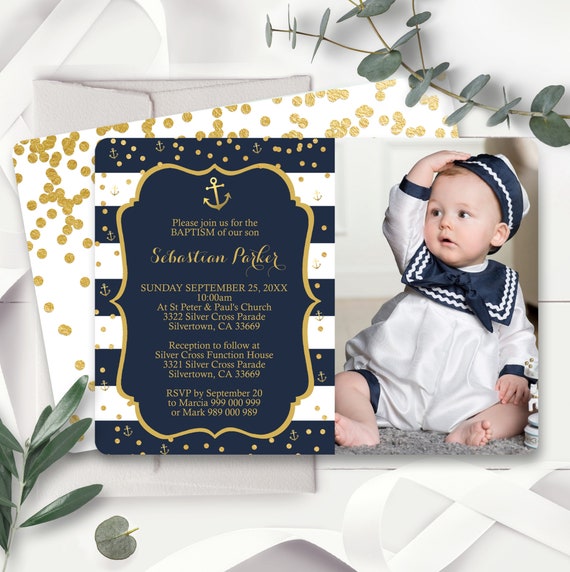 NAUTICAL BAPTISM Invitation Instant Download Boy Baptism