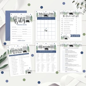 ADVENTURE BEAR BABY Shower Games Navy Instant download Baby Shower Games Adventure Baby Shower Games Mountain Baby Shower Games Printable