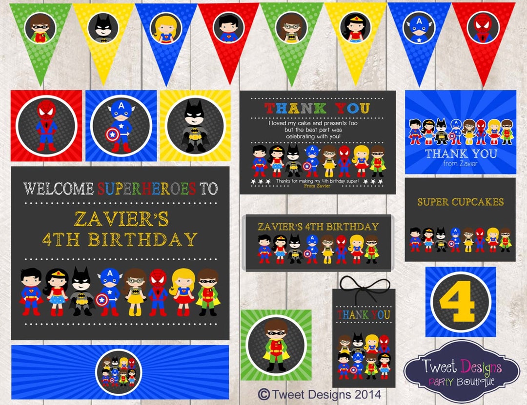 SUPERHERO PARTY PRINTABLES, Superhero Birthday Party, Superhero Party, Instant Download ...