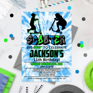 SCOOTER PARTY INVITATION Download Scooter Birthday Invitations Tie Dye Scooter Party Invitation Digital Scooter Invitation Editable Scooter