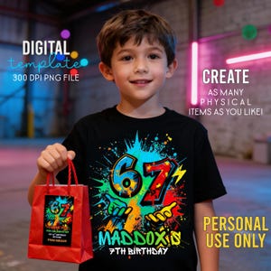 Six Seven Birthday T-Shirt Sublimation Design 6-7 PNG Template Digital Download image 3