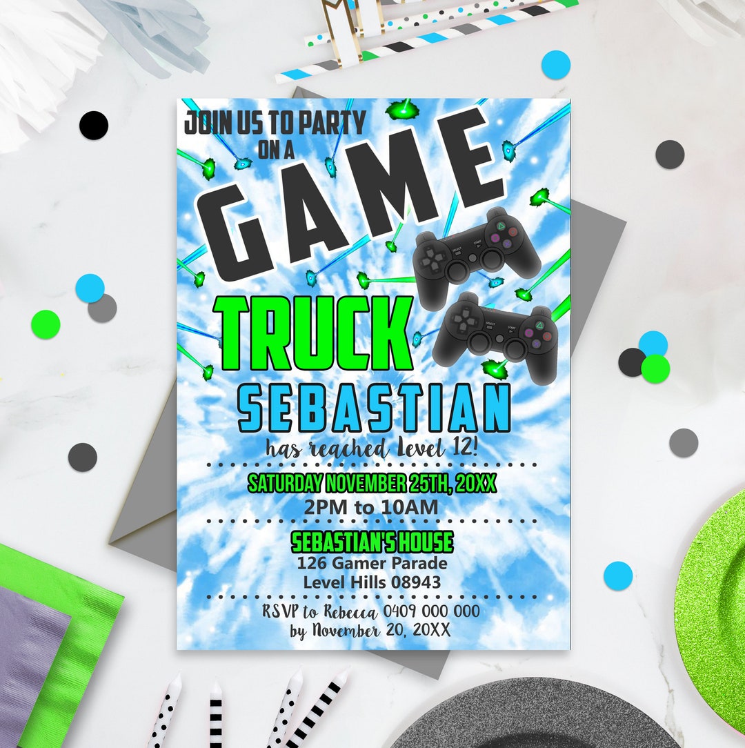 GAME TRUCK INVITATION Video Game Invitations Download Game Invitation ...