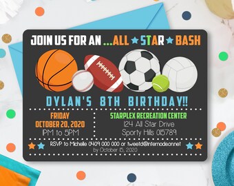 All Star Sports Invitation Instant Download Invitation Sport Etsy 日本