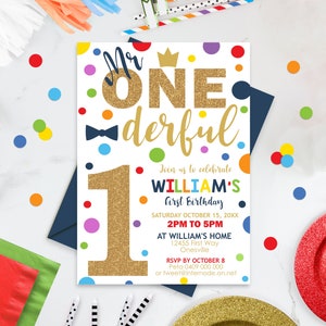 Mr Onederful Invitation Editable Mr Onederful 1st Birthday Invitation Instant Download Mr Onederful Digital Invitation Template Primary