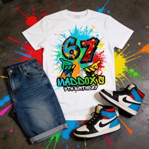 Six Seven Birthday T-Shirt Sublimation Design 6-7 PNG Template Digital Download image 2