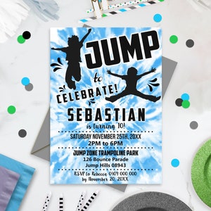 JUMP INVITATION Jump Boy Birthday Invitation Instant Download Jump Tie Dye Invitation Bounce Invitation Trampoline Party Jump Birthday Party