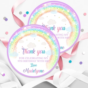 CLOUD 9 FAVOR tag Editable Rainbow Favor Tag Round Rainbow Favor Stickers Editable Cloud 9 Favor Tags Rainbow Clouds Favor Tag Round Corjl