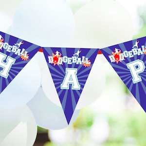 DODGEBALL BANNER Editable Dodgeball Party Flags Dodge Ball Birthday Banner Dodgeball Happy Birthday Banner Editable Dodgeball Party Decor