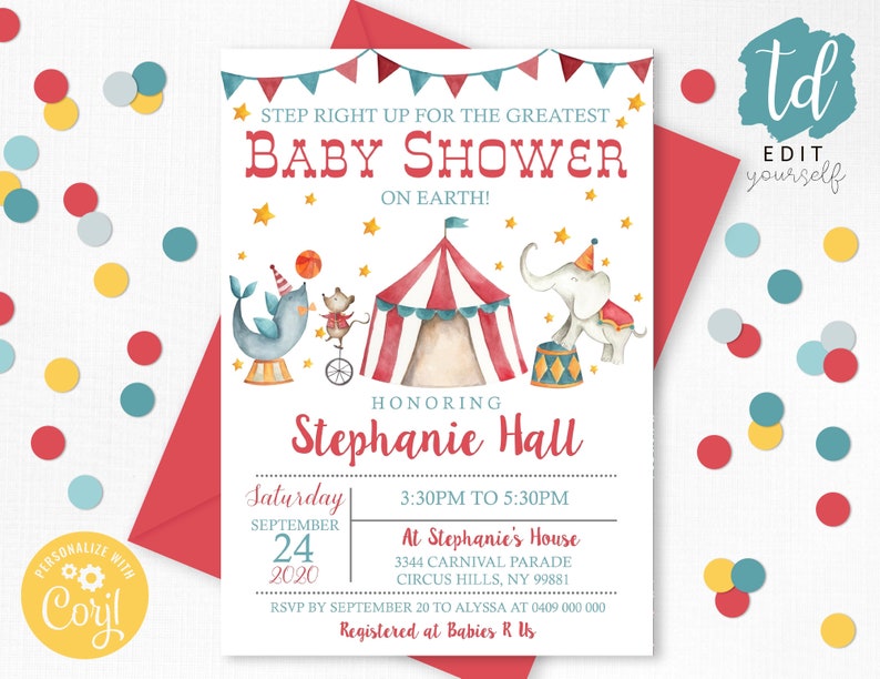 baby shower invitations baby shower themes for girls carnival baby shower theme