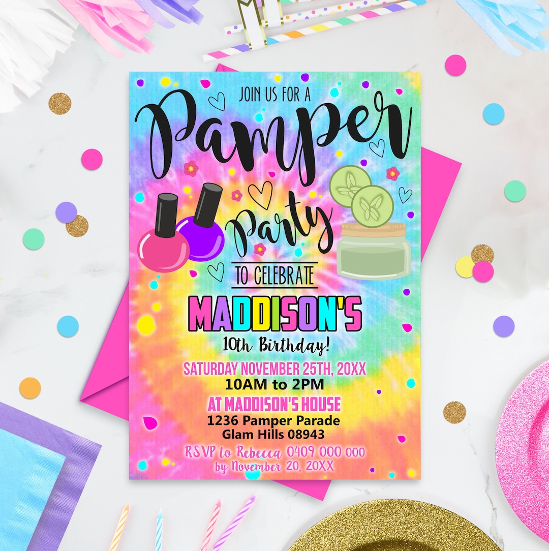PAMPER PARTY INVITATION Pamper Birthday Invitation Spa Party Invitation