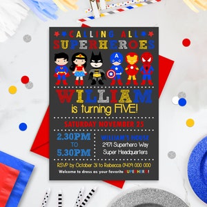 SUPERHERO Party Invitation TÉLÉCHARGEMENT INSTANTANÉ Superhero Invitations Superhero Party Invitation Superhero imprimable Modifiable Corjl Superhero