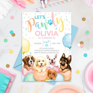 Welpe Pawty Einladung Bearbeitbare Hund Party Einladung Druckbare Hund Pawty Einladung Hund Geburtstag einladen Aquarell Welpen Einladungen Digital