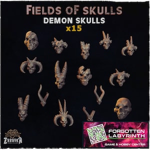 Demon Skulls Set - Field of Skulls Figures and Bits - Basing Bits