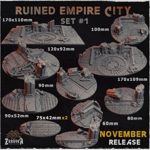 Ruined Empire City - Wargames Bases and Toppers - Miniature Bases