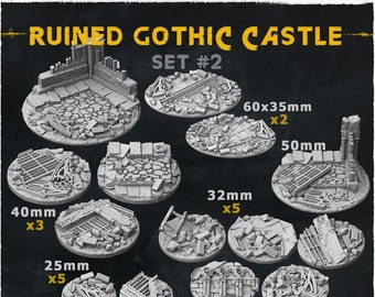Burgruinen - Gothic Burgruine - Kriegsspiele Bases und Topper - Miniature Bases