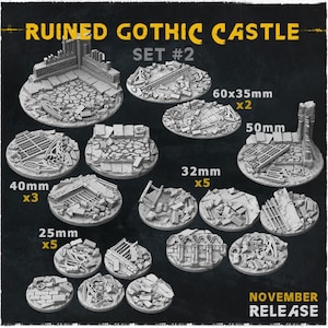 Ruined Gothic Castle - Wargames Bases and Toppers - Miniature Bases