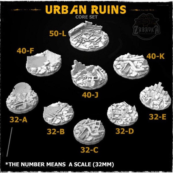 Urban/City Ruins - Wargames Base Toppers - Miniature Bases