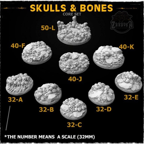 Skulls and Bones - Wargames Base Toppers - Miniature Bases