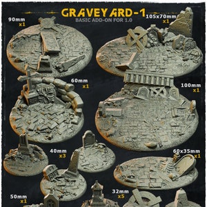 Graveyard 1.0 - Wargames Base Toppers - Miniature Bases